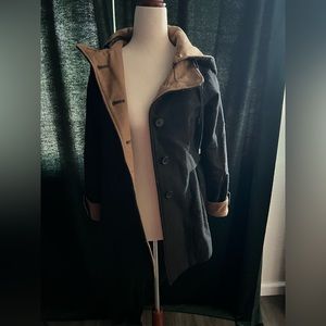 Wool-blend Peacoat (hood detachable by zipper)